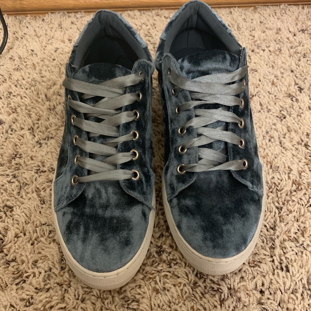 blue velvet sneakers